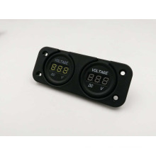 Two Hole Panel with Dual Digital Display Voltage Gauge